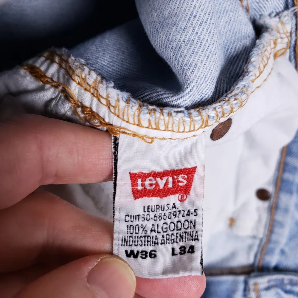 Levi's 511 Mens 36x34 Regular Fit Light Wash Jeans Cotton Vintage Argentina